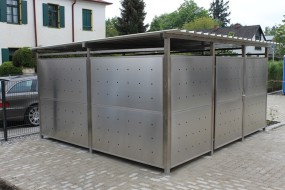Mülltonnenhaus Größe 3 - Edelstahlverkleidung - Drehtür Edelstahl (3)