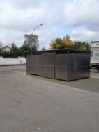 Mülltonnenhaus Größe 4 - Edelstahlverkleidung - Schiebetür Edelstahl