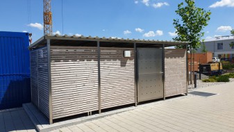 Mültonnenhaus Gr. 4 - Verkleidung Holz Douglasie - Drehtür