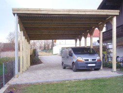 Doppel-Carport aus Holz für Wohnmobil (Wohnwagen/Transporter) + Holzblende - BRANDL