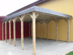 Einzel-Carport aus Holz für Wohnmobile (Wohnwagen/Transporter) + Kassettenblende in anthrazitgrau - BRANDL