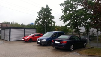 Doppel-Carport als Garage - mit Wandelementen + Schiebetoren Reihenanlage - BRANDL