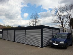 Doppel-Carport als Garage - mit Wandelementen + Schiebetoren Reihenanlage - BRANDL