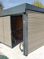 Doppel-Carport aus Stahl – mit Geräteraum (Abstellkammer) seitlich - BRANDL