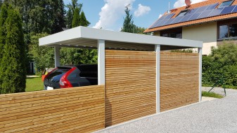 Einzel-Carport aus Stahl mit Wandelementen bauseits - BRANDL
