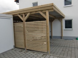 Doppel-Carport aus Holz mit Abstellkammer hinten - BRANDL