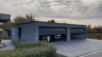 Doppel-Garage (Großraumgarage) aus Stahl mit Sektionaltoren - BRANDL