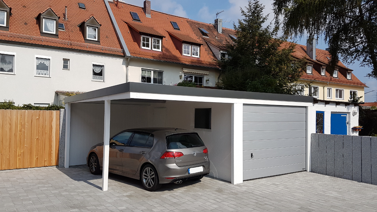STAHL Einzelgarage Mit Sektionaltor Anbau Carport BRANDL