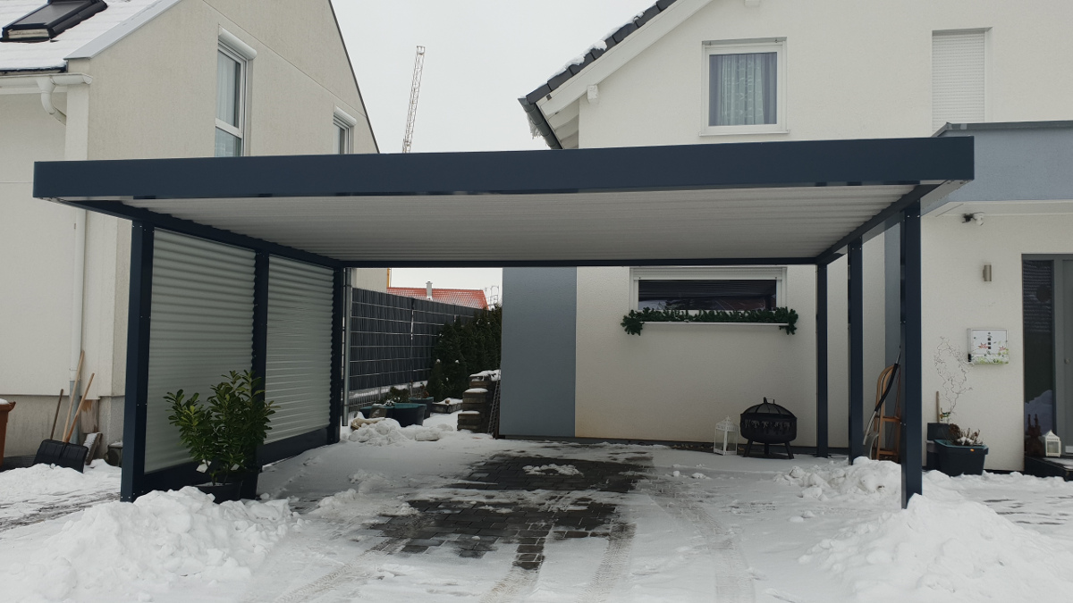 Doppel Carport Aus Stahl Mit Wandelementen BRANDL