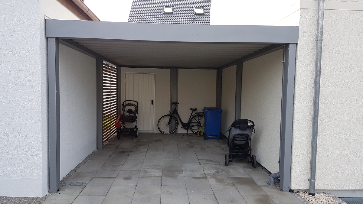 Einzel-Carport mit Geräteraum (Abstellkammer) hinten integriert - BRANDL