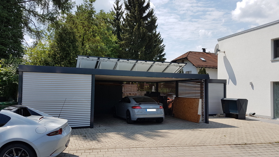 Geräteraum-Anbau an bestehendes Carport aus Stahl - BRANDL