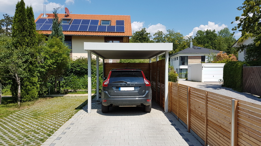 Einzel-Carport aus Stahl mit Wandelementen bauseits - BRANDL