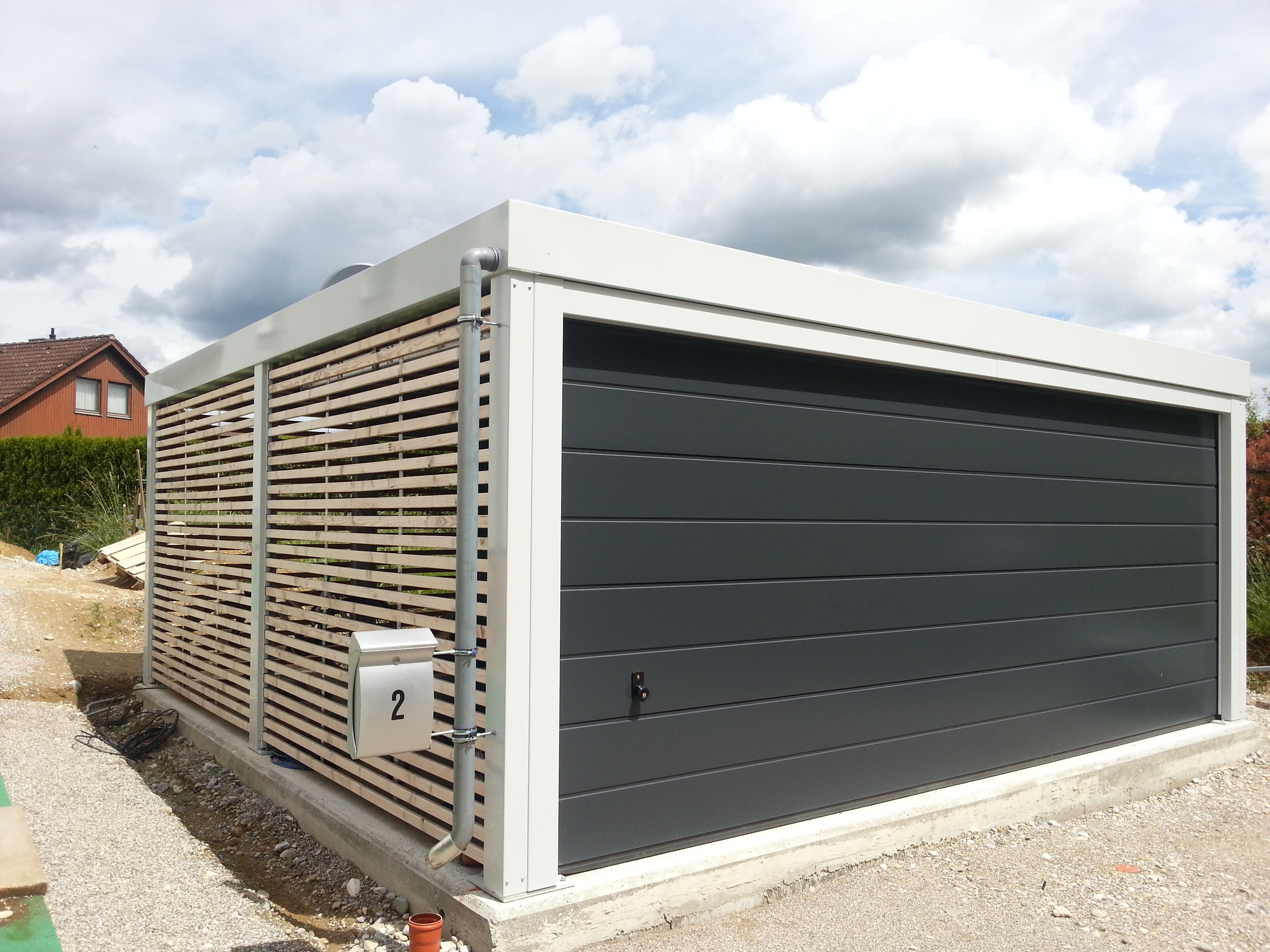 Doppel Carport Aus Stahl Mit Großem Sektionaltor BRANDL