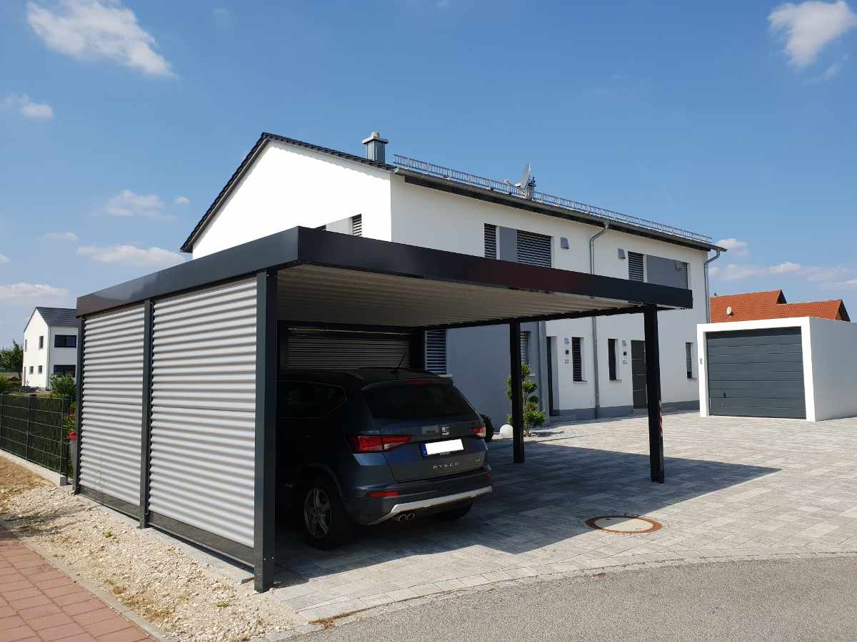 Doppel-Carport mit Schiebetor hinten - BRANDL