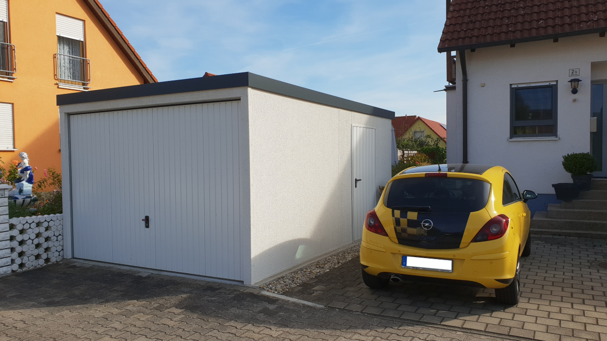 Einzel-Garage aus Stahl mit Schwingtor (Flachdach) - BRANDL