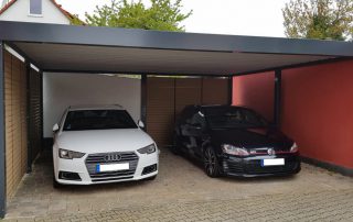 Doppel-Carport aus Stahl mit Wandelementen - BRANDL